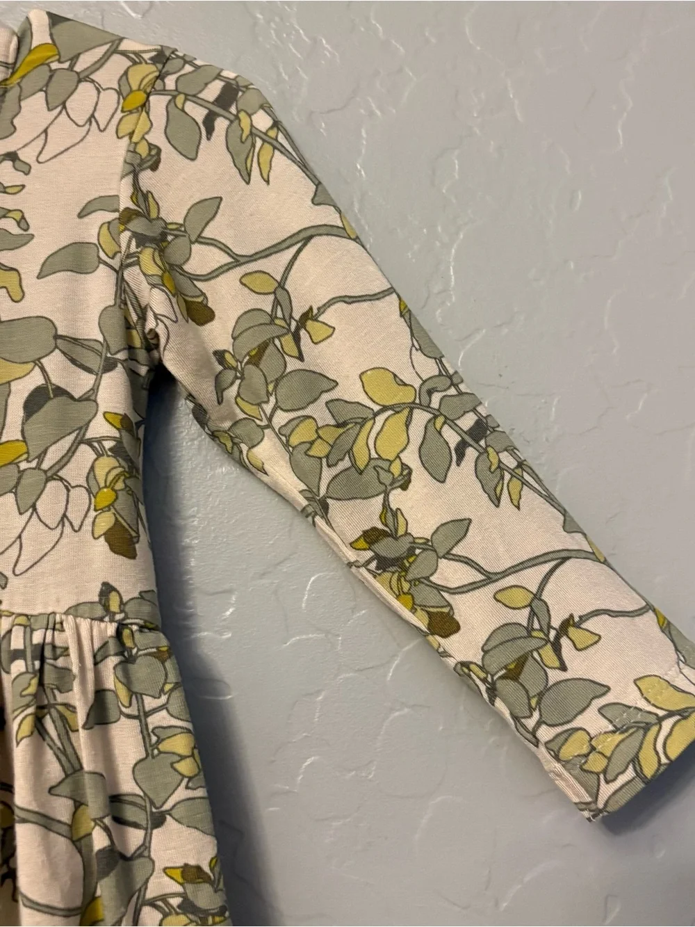 Kate Quinn the woods leaf print long sleeve modal ballerina bubble 12-18 months